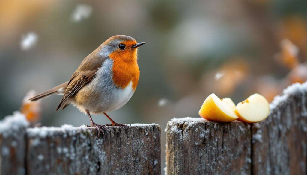 J’ai déposé deux quartiers de pomme dehors : depuis, le rouge-gorge revient chez moi chaque matin d’hiver